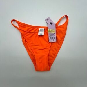 Wild Fable Neon Orange Low-Rise High-Leg Cheeky Bikini Bottom S 4-6 NWT